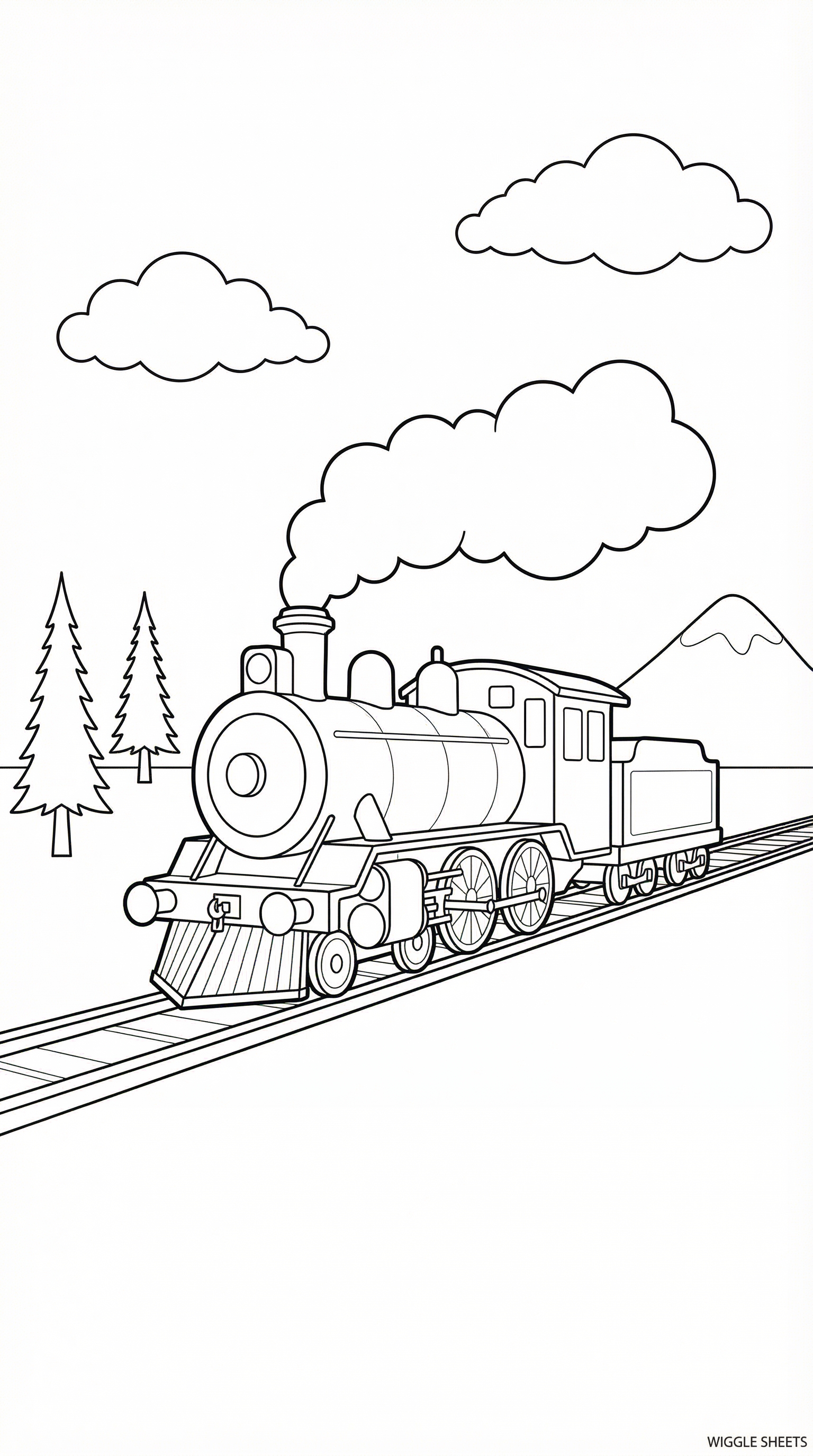 Big Steam Train Coloring Page